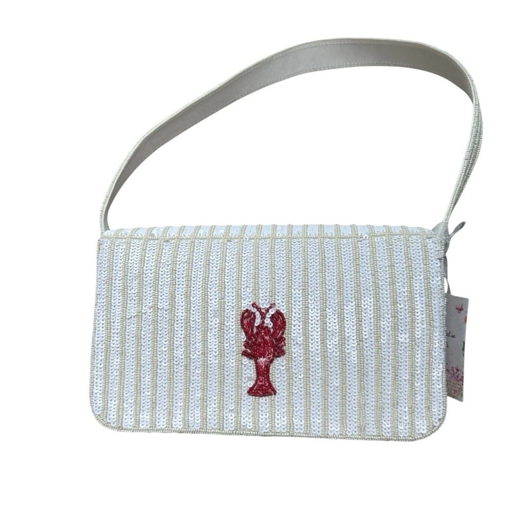 š„Viralš„ Lobster Beaded Bag Shoulder Bag Made in India White & Red Lobster - Picture 4 of 6